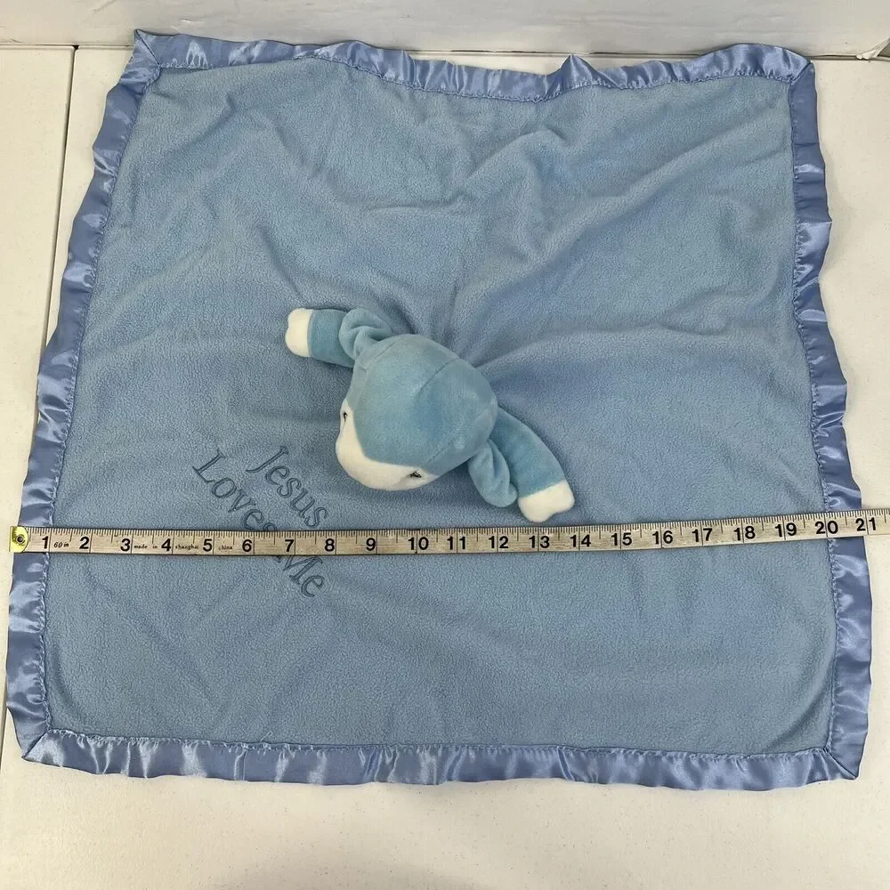 Precious Moments Jesus Loves Me Lamb Sheep Baby Security Blanket Lovey Blue Nunu